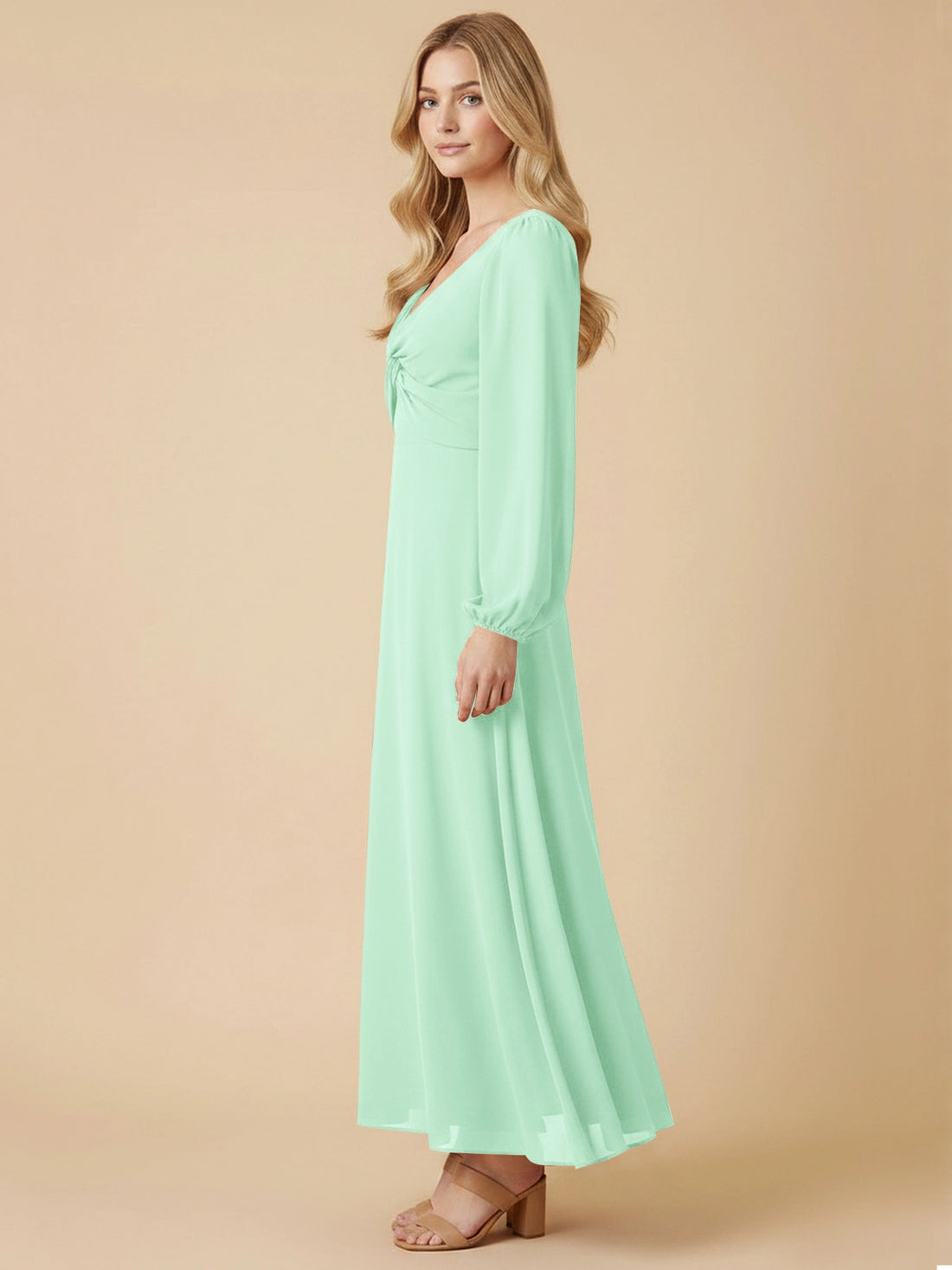 A-line Bridesmaid Dress with Long Sleeves 