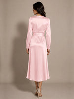 Silk-like Mother of the Bride Dress with Self-Tie Sash 