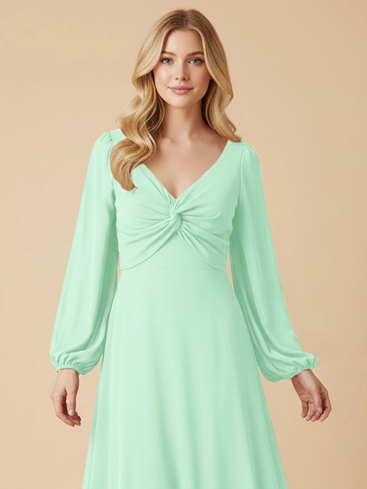 A-line Bridesmaid Dress with Long Sleeves 