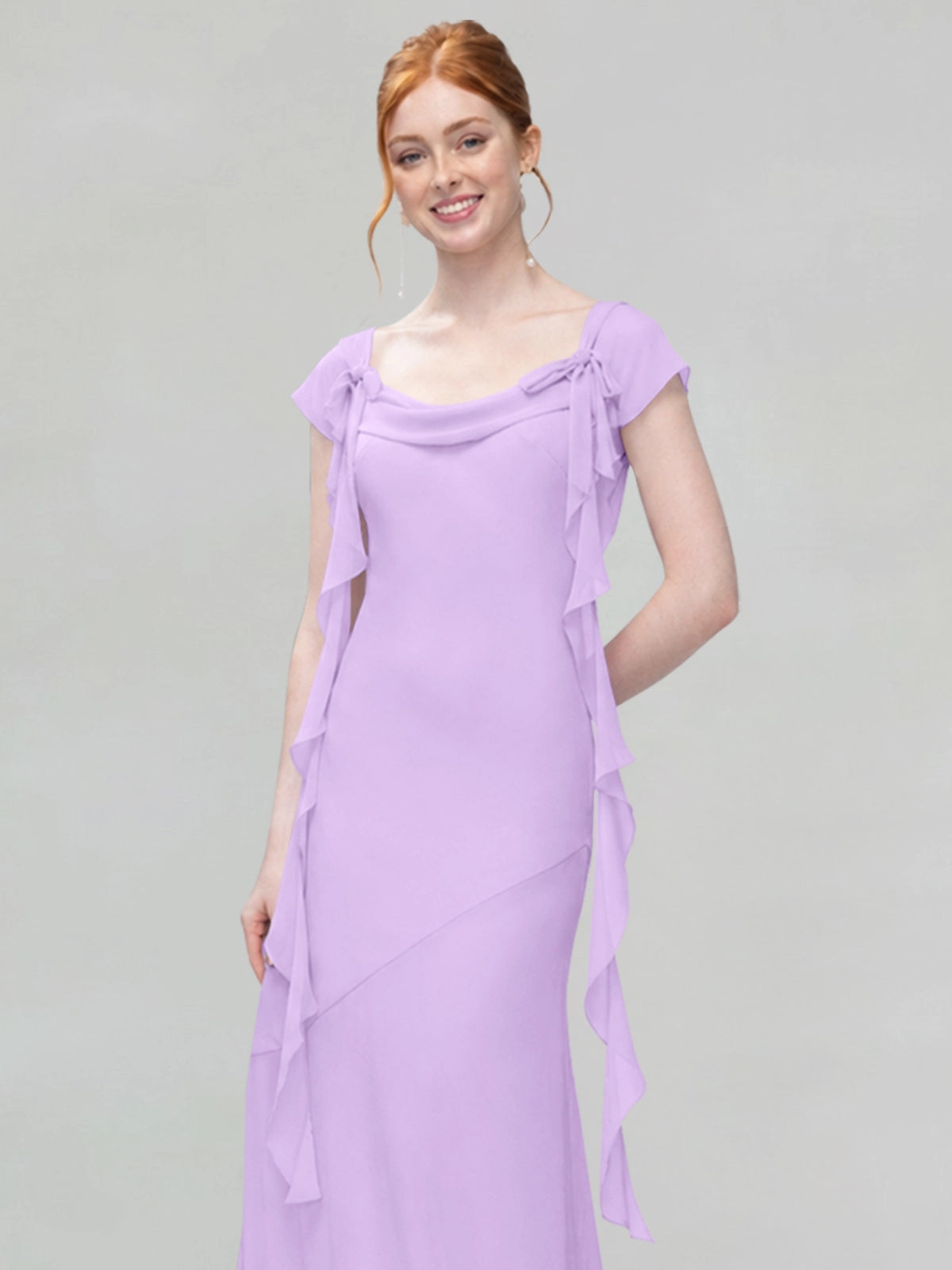 Flowy Ruffle Sheath Bridesmaid Dress 