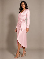 Silk-like Mother of the Bride Dress with Self-Tie Sash 