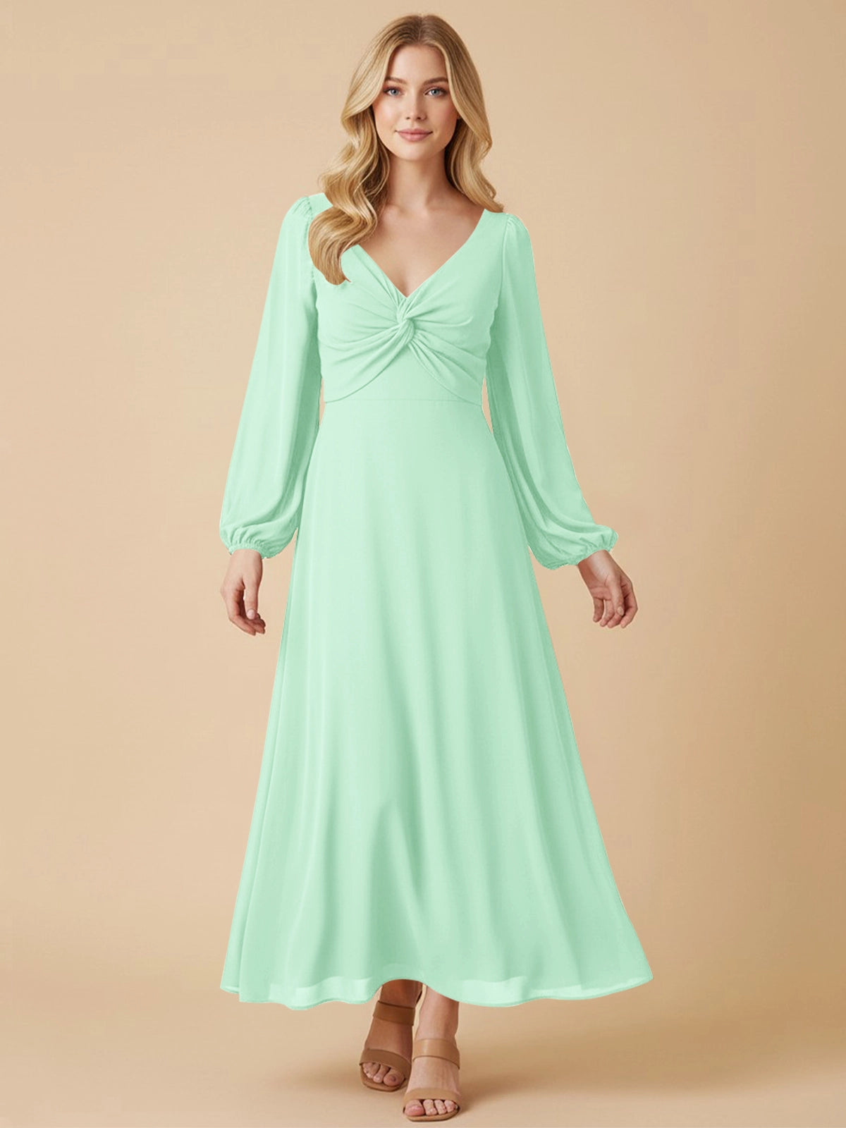 A-line Bridesmaid Dress with Long Sleeves 