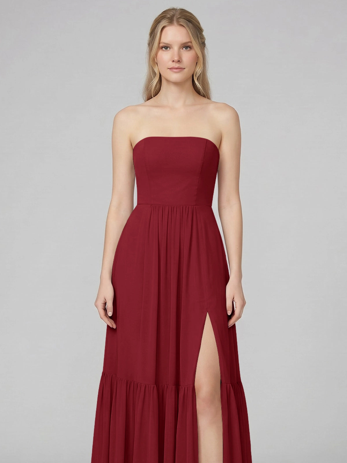 Strapless Bridesmaid Dress with Slit 