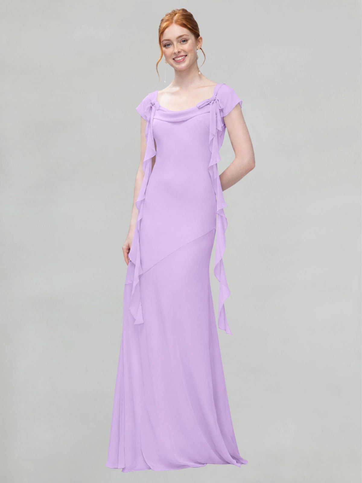 Flowy Ruffle Sheath Bridesmaid Dress 