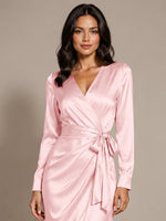 Silk-like Mother of the Bride Dress with Self-Tie Sash 