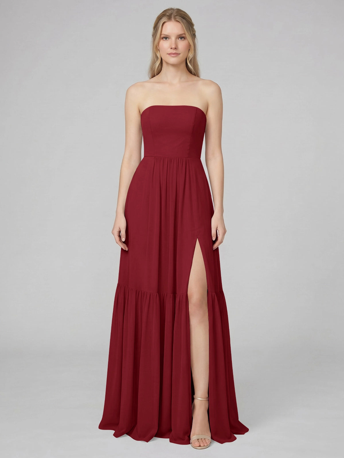 Strapless Bridesmaid Dress with Slit 
