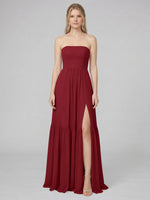 Strapless Bridesmaid Dress with Slit 