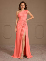 One-Shoulder Prom Dress with Slit