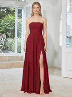 Strapless Bridesmaid Dress with Slit 
