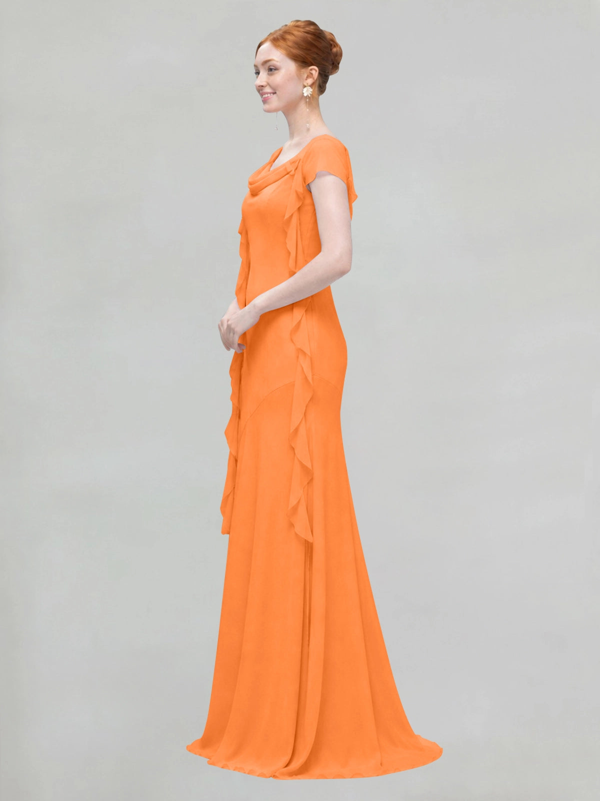 Flowy Ruffle Sheath Bridesmaid Dress 