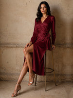 Silk-like Mother of the Bride Dress with Self-Tie Sash 