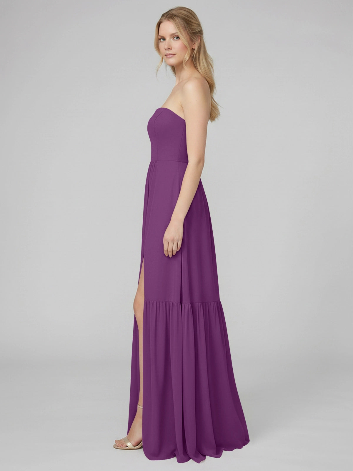 Strapless Bridesmaid Dress with Slit 
