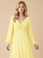 A-line Bridesmaid Dress with Long Sleeves 