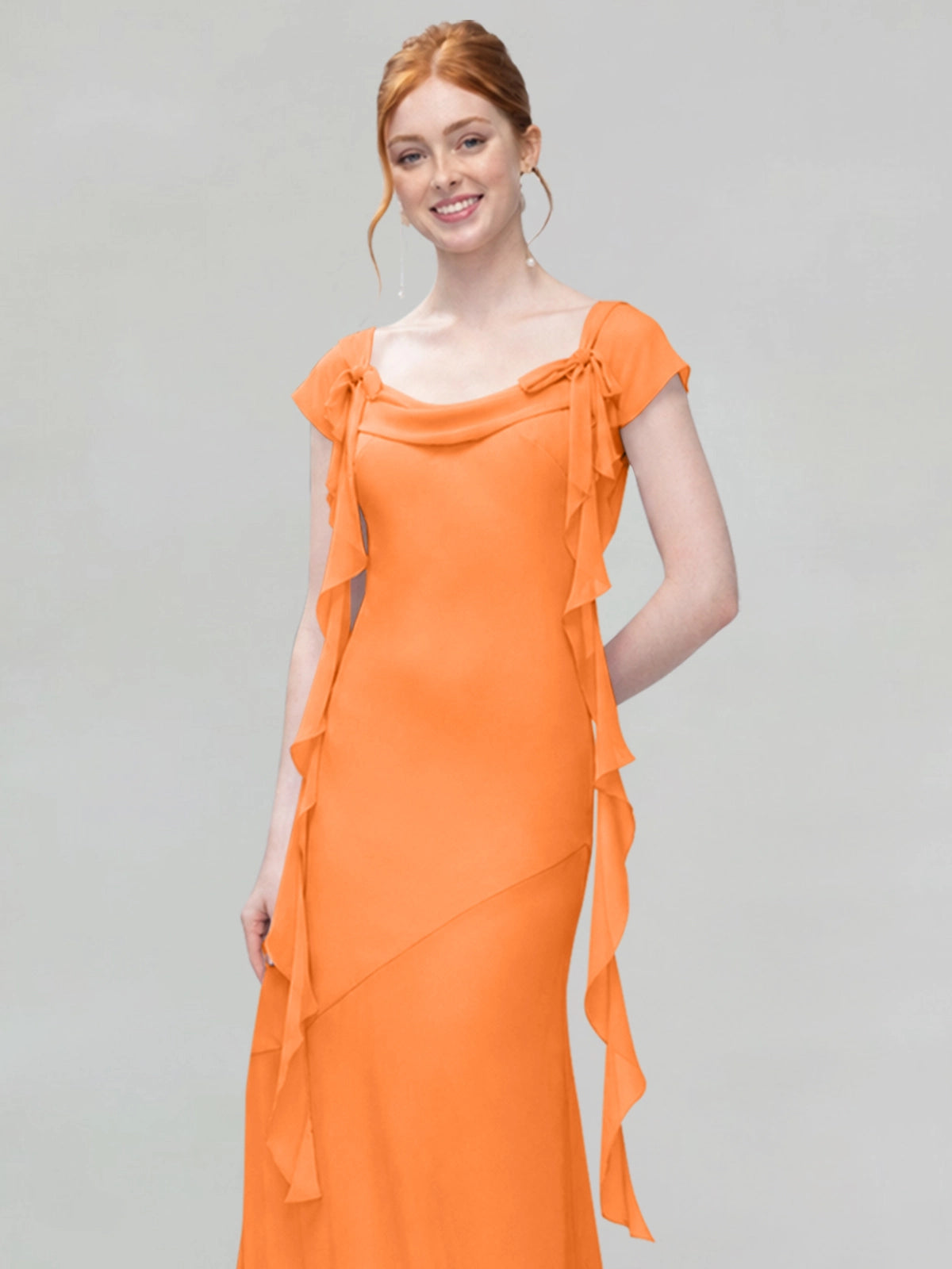 Flowy Ruffle Sheath Bridesmaid Dress 