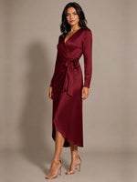 Silk-like Mother of the Bride Dress with Self-Tie Sash 