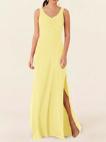 Chiffon Bridesmaid Dress with Slit 