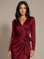 Silk-like Mother of the Bride Dress with Self-Tie Sash 