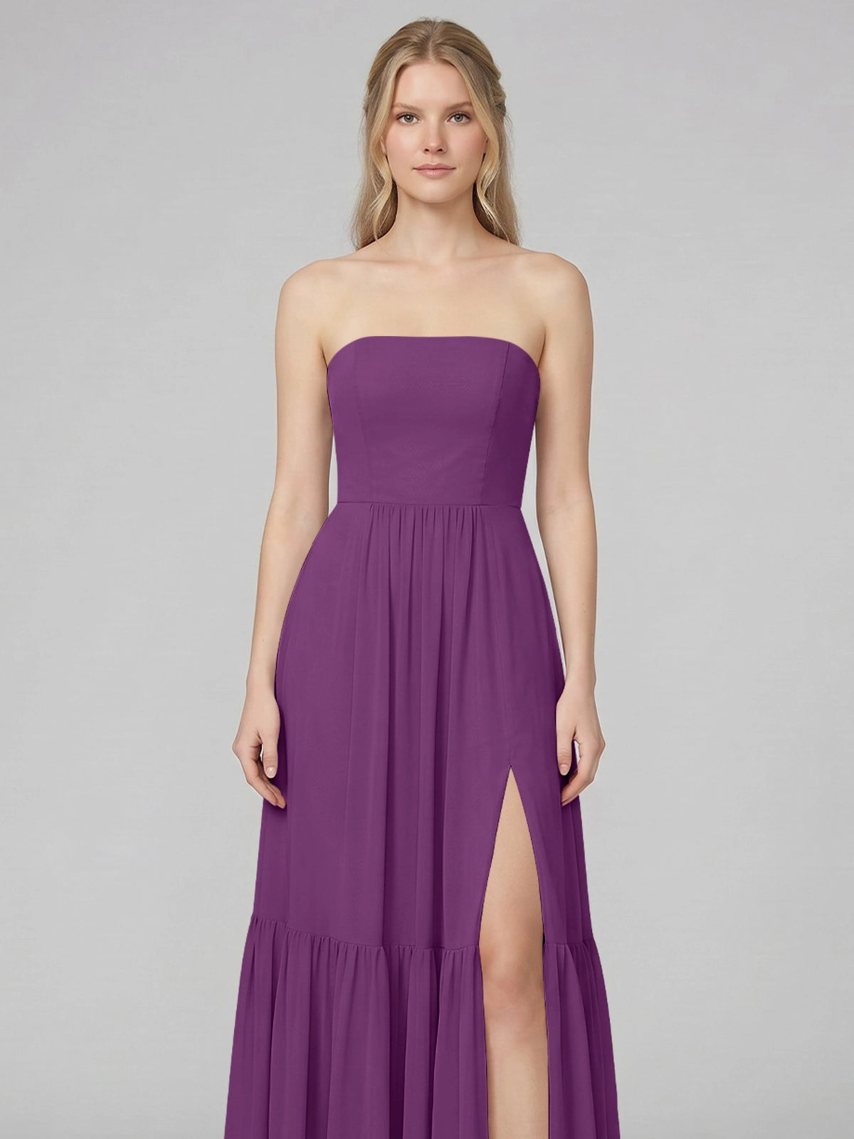 Strapless Bridesmaid Dress with Slit 