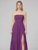 Strapless Bridesmaid Dress with Slit 