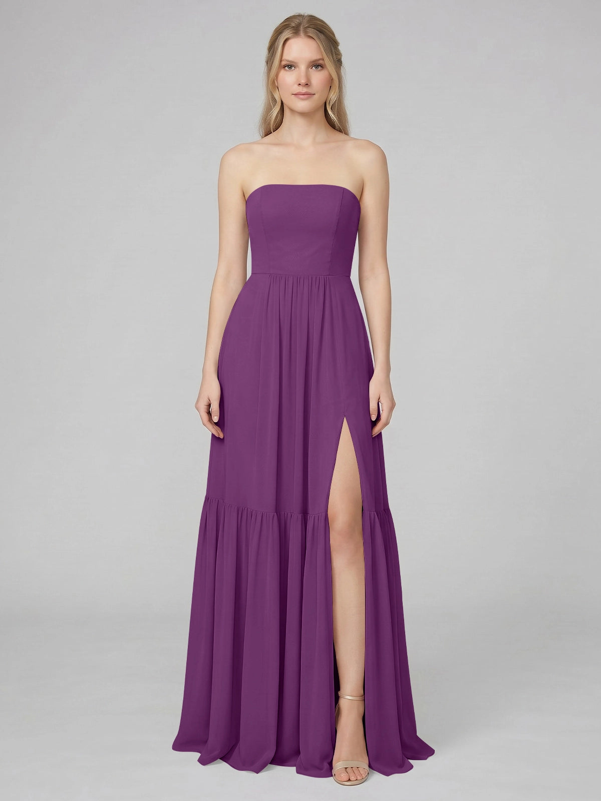 Strapless Bridesmaid Dress with Slit 