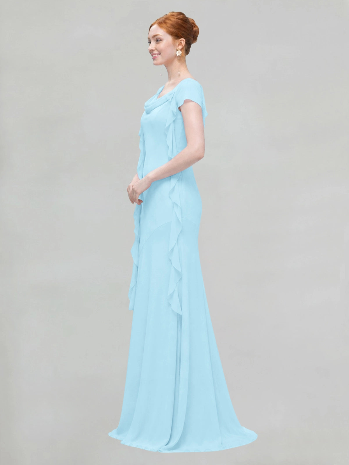 Flowy Ruffle Sheath Bridesmaid Dress 