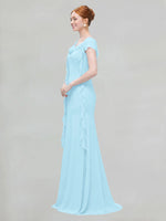 Flowy Ruffle Sheath Bridesmaid Dress 