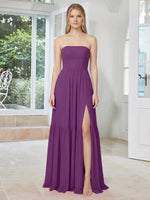 Strapless Bridesmaid Dress with Slit 