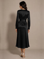 Silk-like Mother of the Bride Dress with Self-Tie Sash 