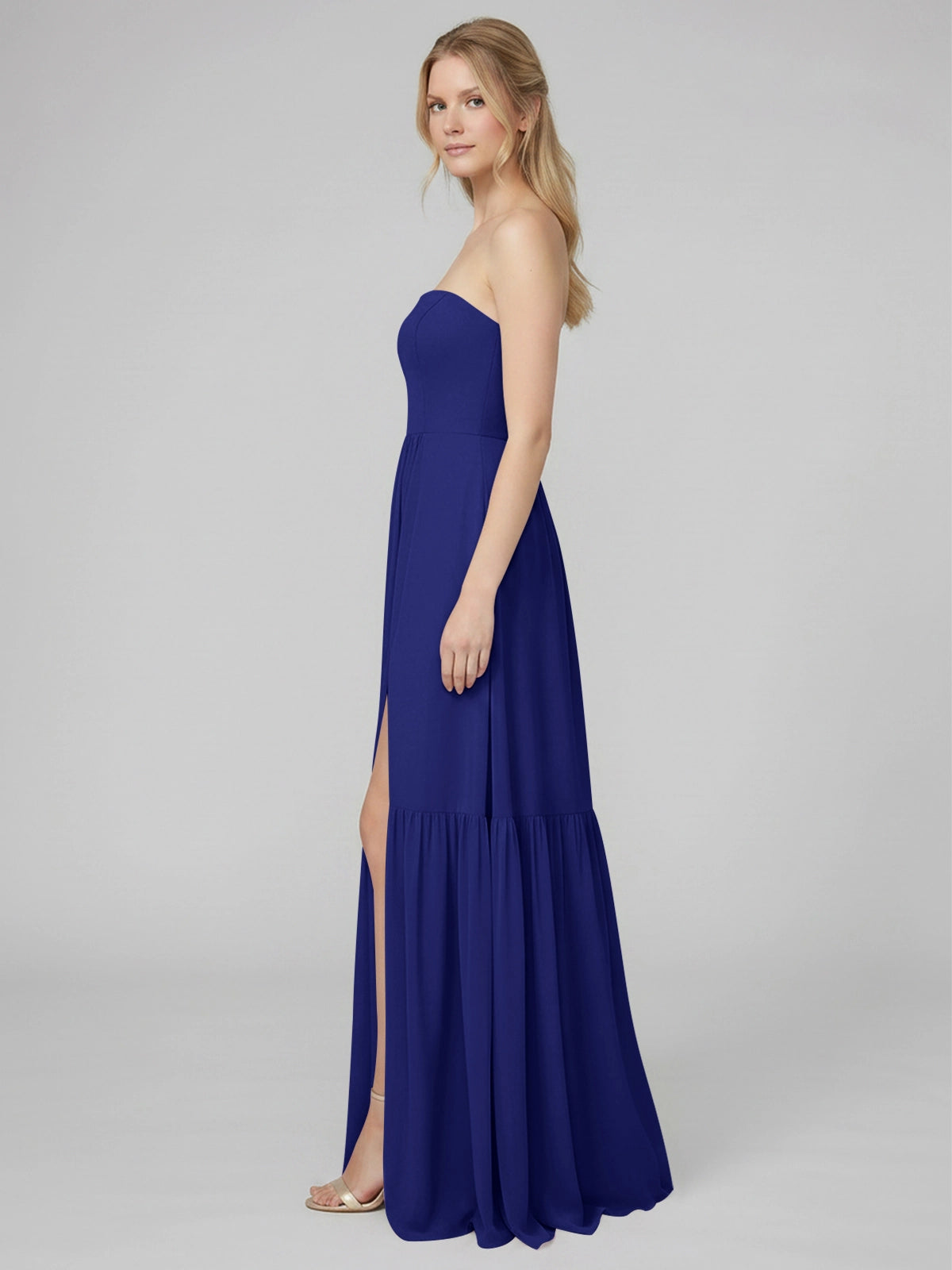 Strapless Bridesmaid Dress with Slit 
