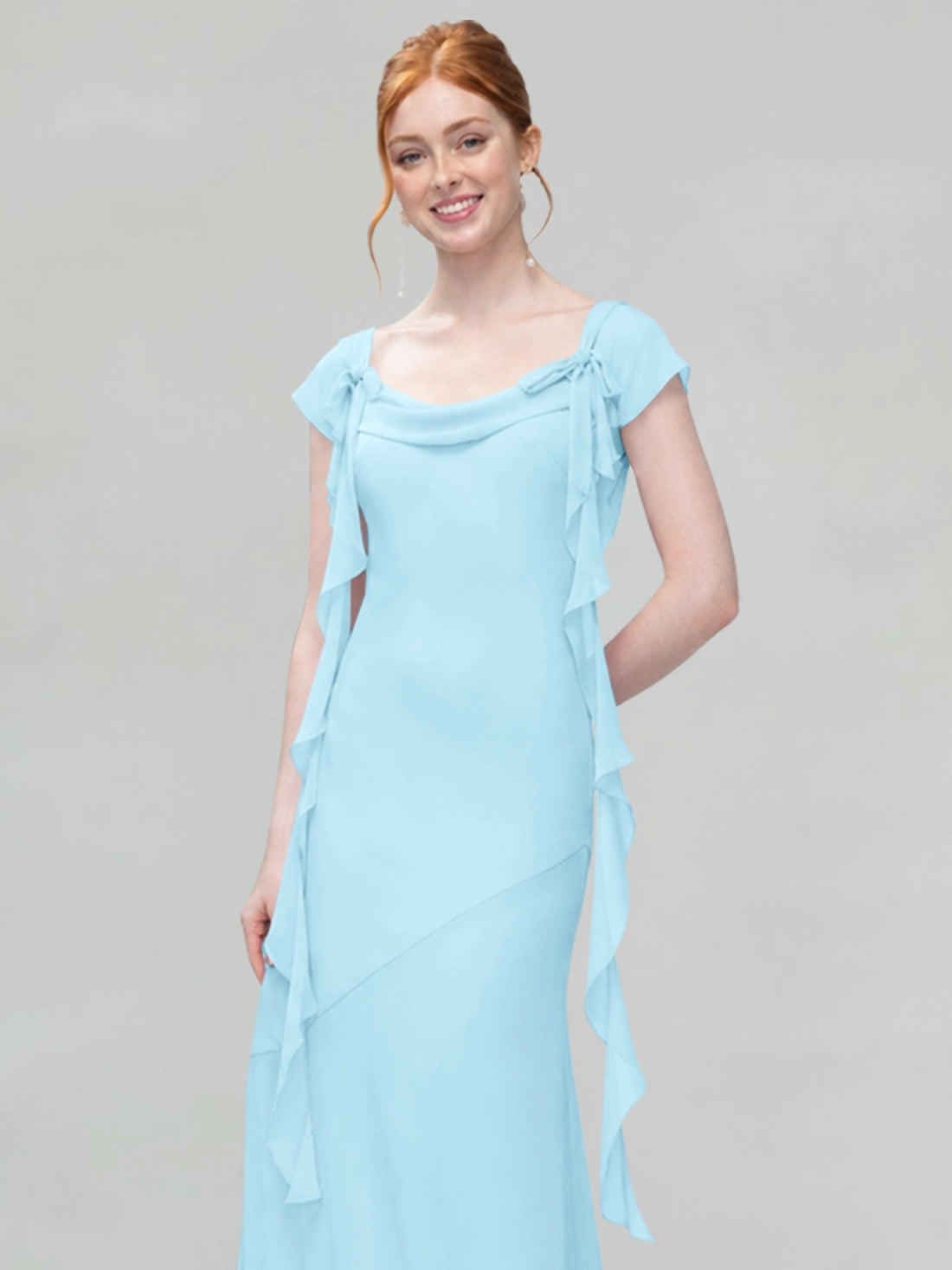 Flowy Ruffle Sheath Bridesmaid Dress 