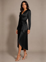 Silk-like Mother of the Bride Dress with Self-Tie Sash 