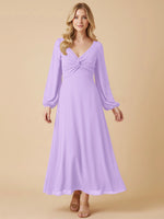 A-line Bridesmaid Dress with Long Sleeves 