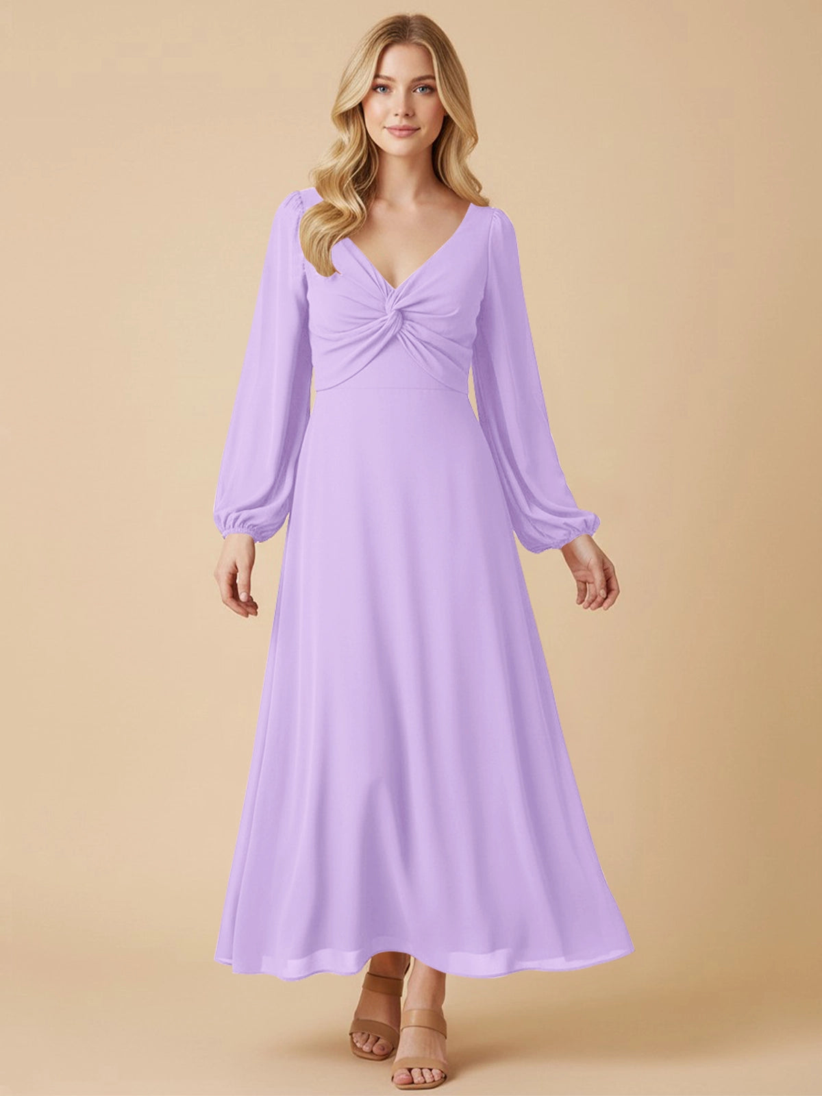 A-line Bridesmaid Dress with Long Sleeves 