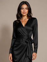 Silk-like Mother of the Bride Dress with Self-Tie Sash 