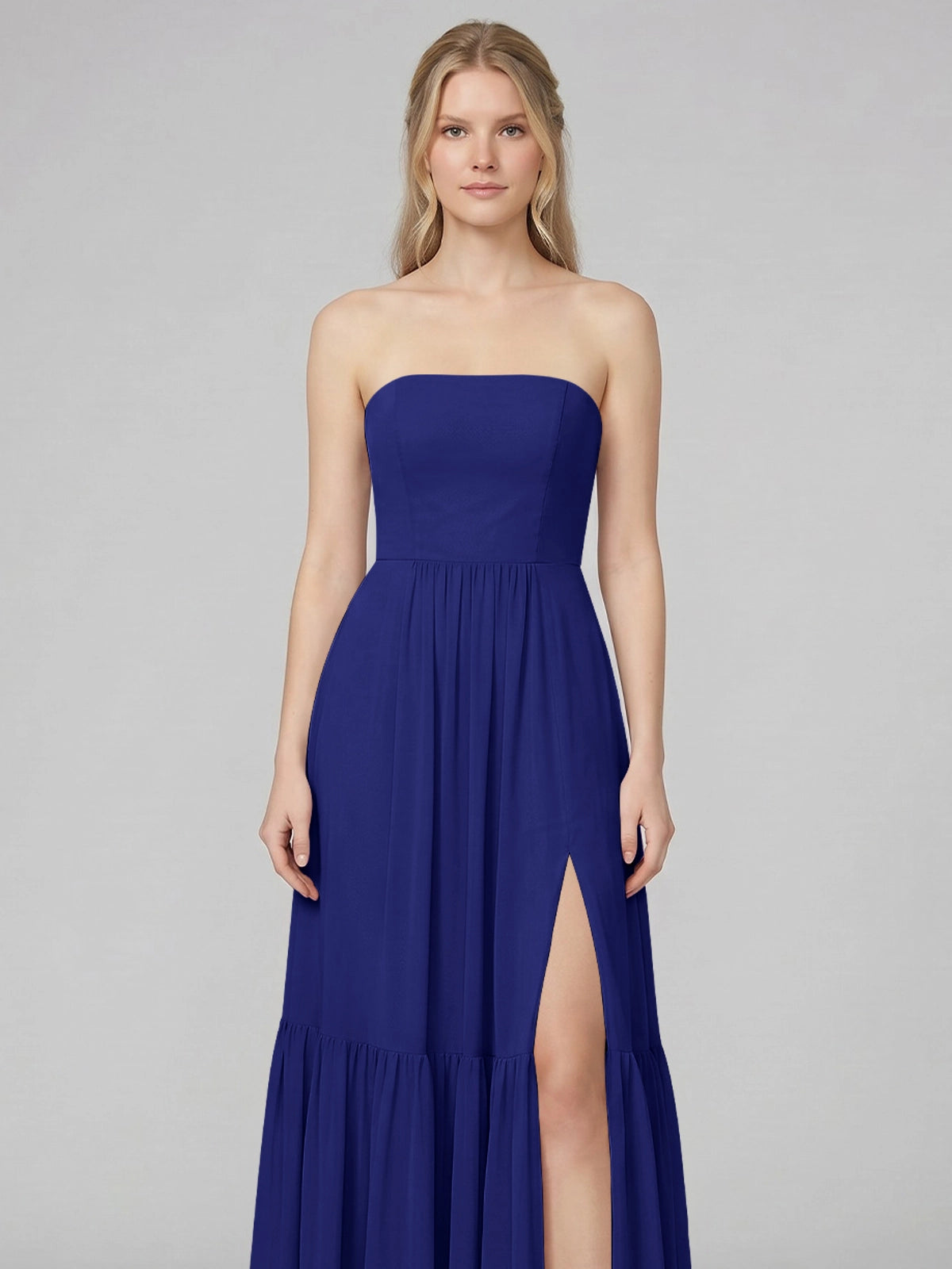 Strapless Bridesmaid Dress with Slit 