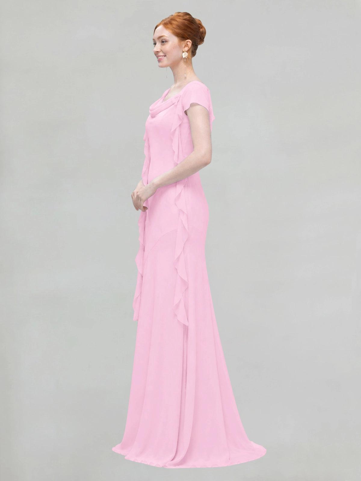 Flowy Ruffle Sheath Bridesmaid Dress 