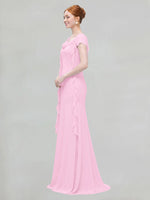 Flowy Ruffle Sheath Bridesmaid Dress 