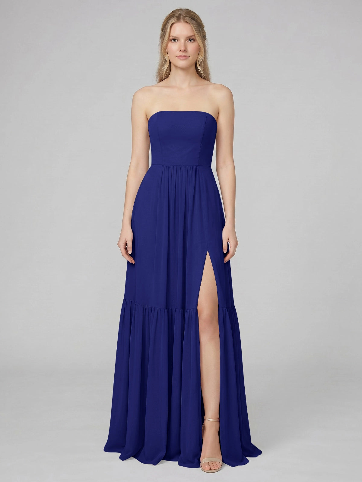 Strapless Bridesmaid Dress with Slit 