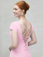 Flowy Ruffle Sheath Bridesmaid Dress 