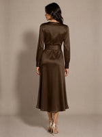 Silk-like Mother of the Bride Dress with Self-Tie Sash 