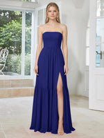 Strapless Bridesmaid Dress with Slit 