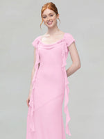 Flowy Ruffle Sheath Bridesmaid Dress 