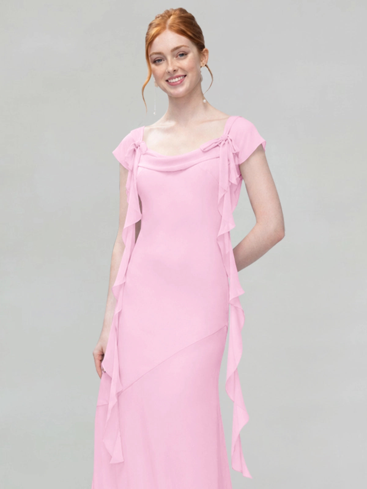 Flowy Ruffle Sheath Bridesmaid Dress 