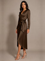 Silk-like Mother of the Bride Dress with Self-Tie Sash 