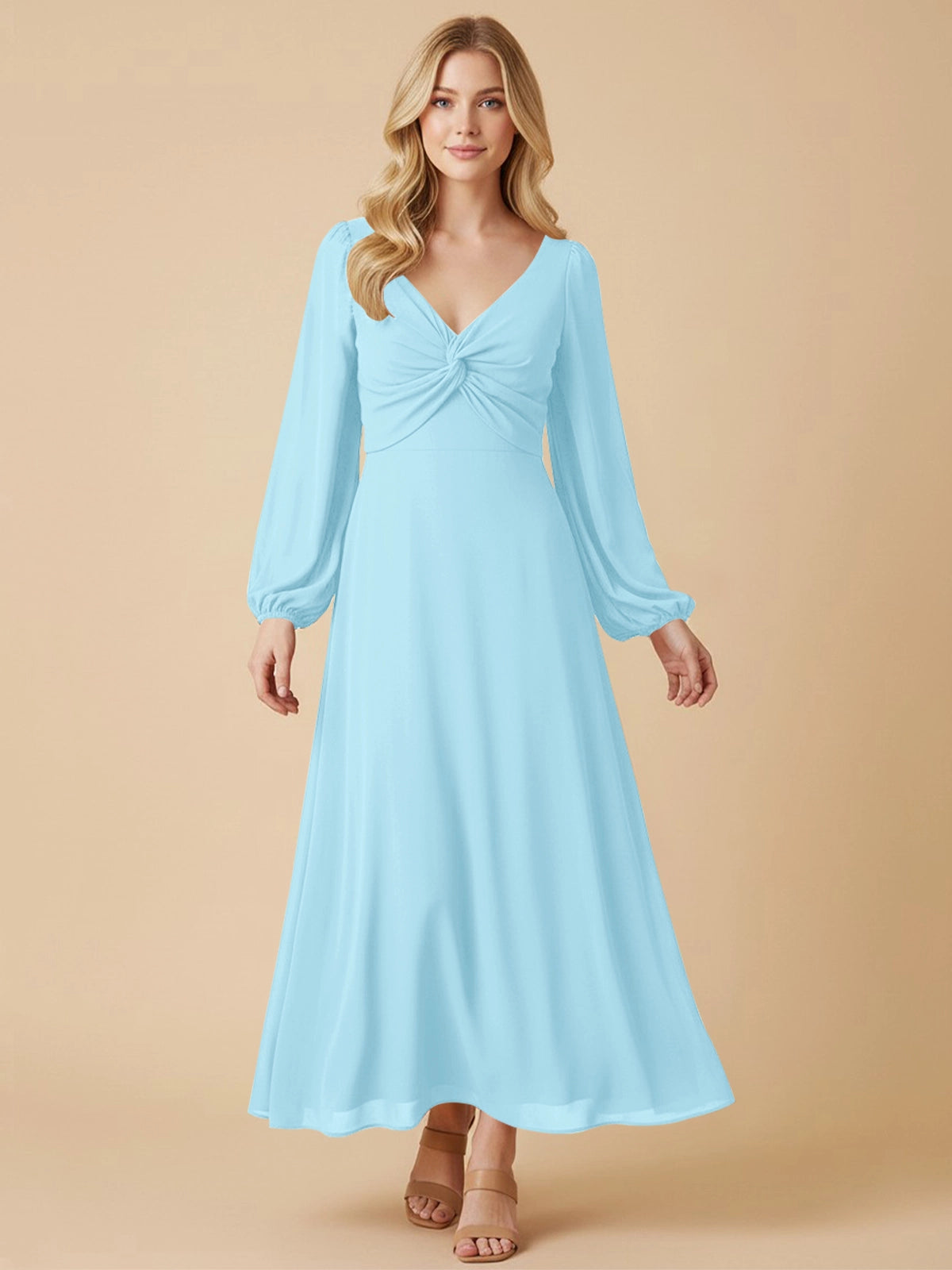 A-line Bridesmaid Dress with Long Sleeves 