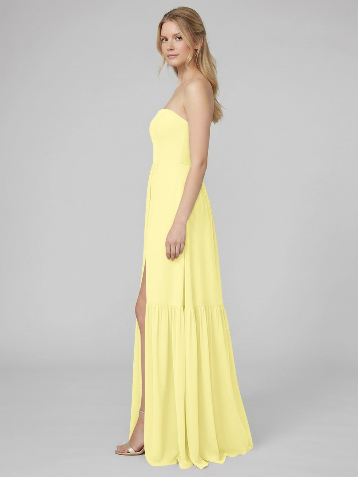 Strapless Bridesmaid Dress with Slit 