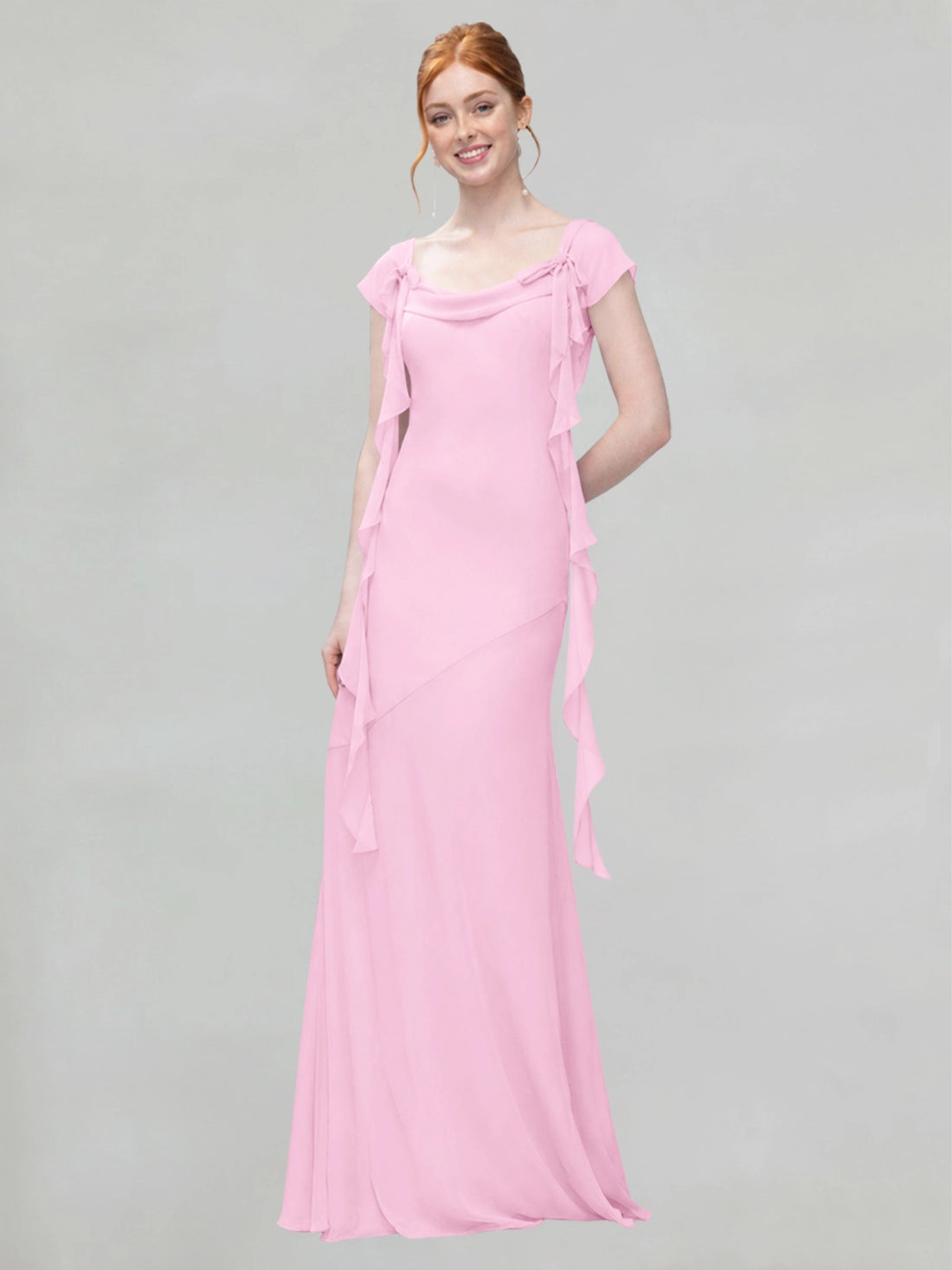 Flowy Ruffle Sheath Bridesmaid Dress 