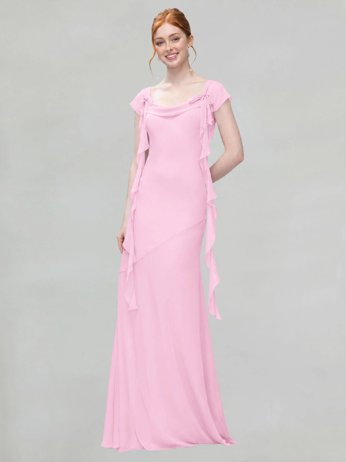 Flowy Ruffle Sheath Bridesmaid Dress 