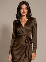 Silk-like Mother of the Bride Dress with Self-Tie Sash 