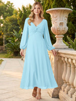 A-line Bridesmaid Dress with Long Sleeves 